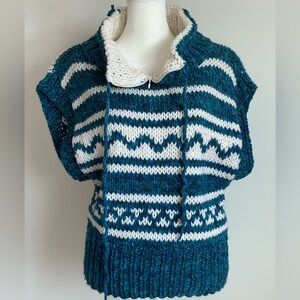 Hand Knit Quarter Zip Sweater Vest